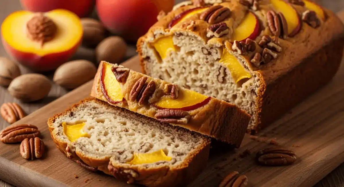 Freshly Baked Peach Pecan Bread