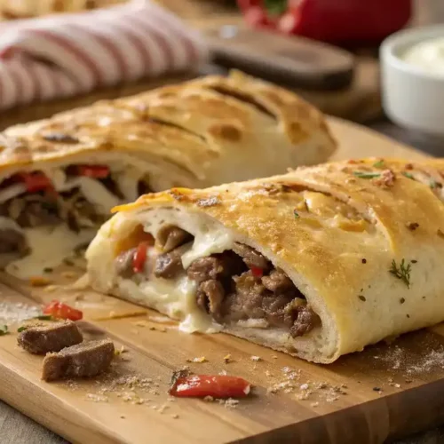 Savory Cheesesteak Stromboli