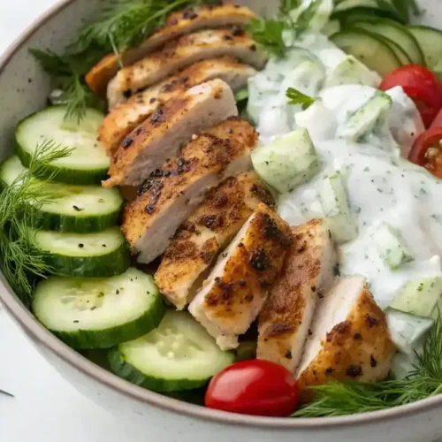 Tzatziki Chicken Salad in a bowl