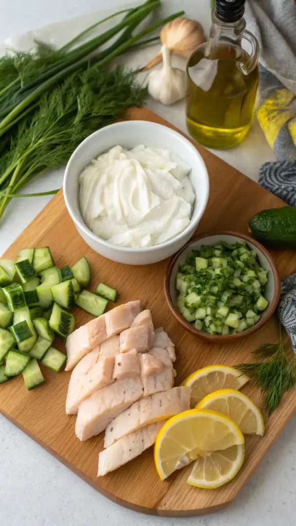 Ingredients for Tzatziki Chicken Salad