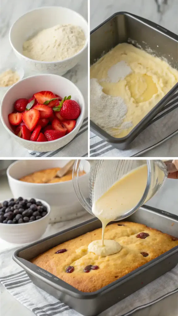 Step-by-step process of making 3-Ingredient Yogurt Cake