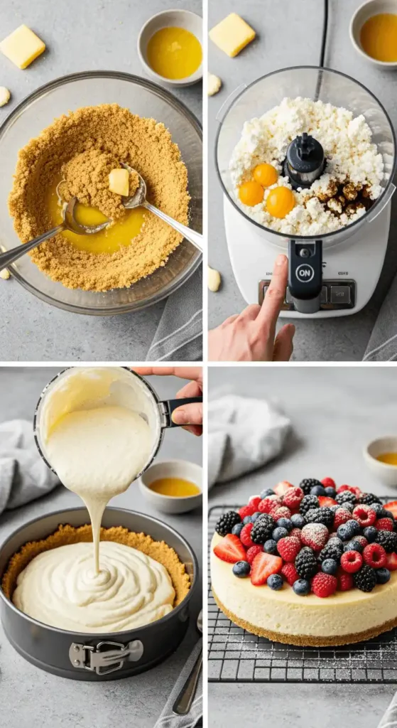 Preparing Berry Cottage Cheese Cheesecake