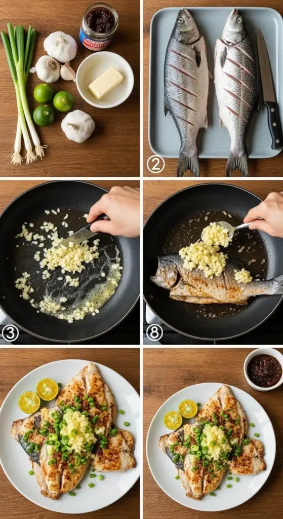 Preparing Buttered Garlic Bangus with Bagoong