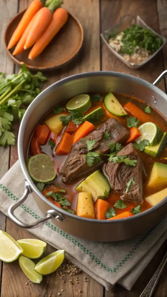Delicious Caldo de Res in a pot