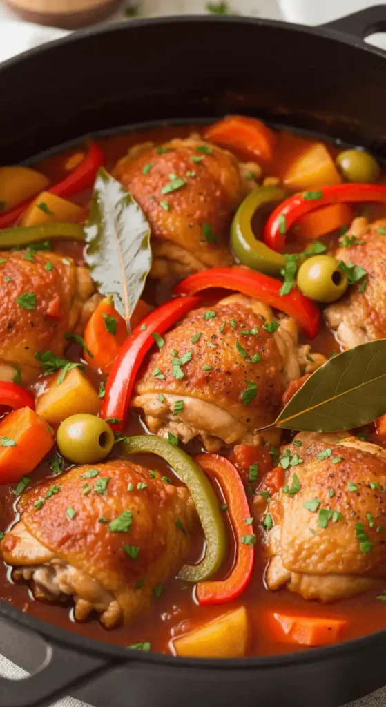 Delicious Chicken Caldereta in a pot