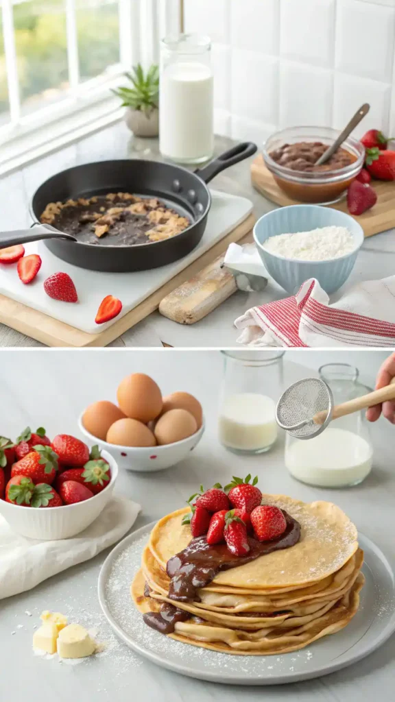Making Nutella Crepes with Strawberries