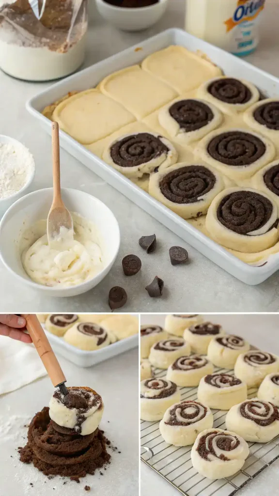 Making Oreo-Stuffed Cinnamon Rolls