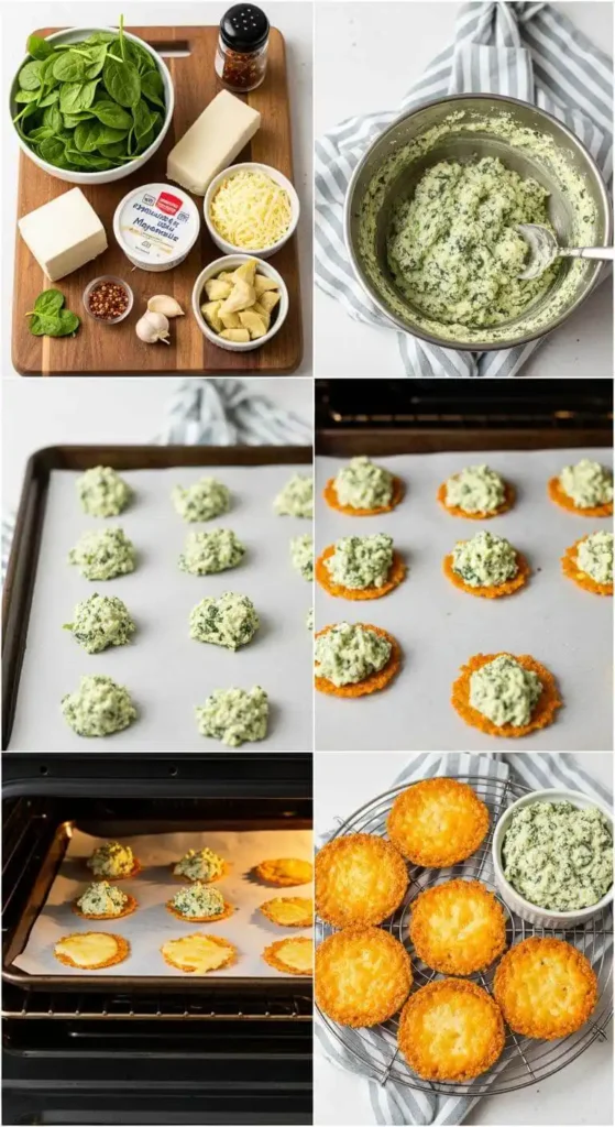 Making Spinach Dip Cheese Crisps