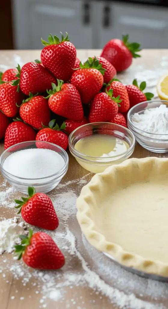 Ingredients for Big Boys Fresh Strawberry Pie