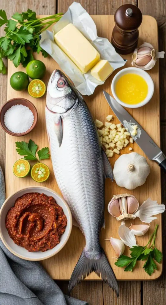 Ingredients for Buttered Garlic Bangus with Bagoong