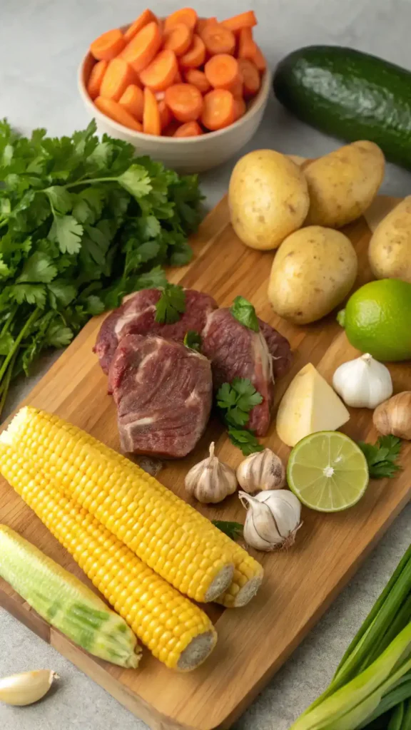 Fresh ingredients for Caldo de Res