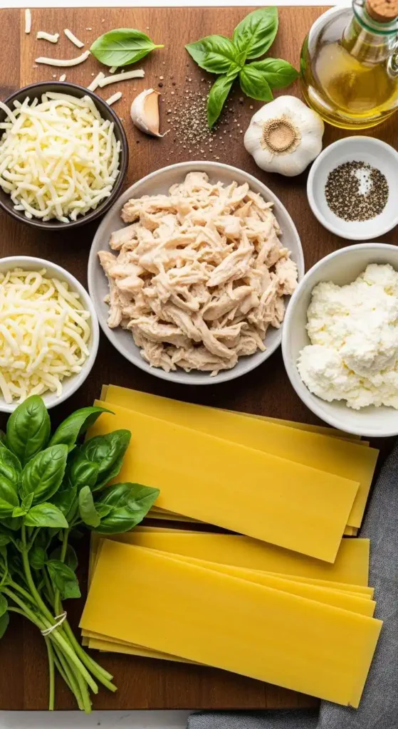 Ingredients for Chicken Alfredo Lasagna