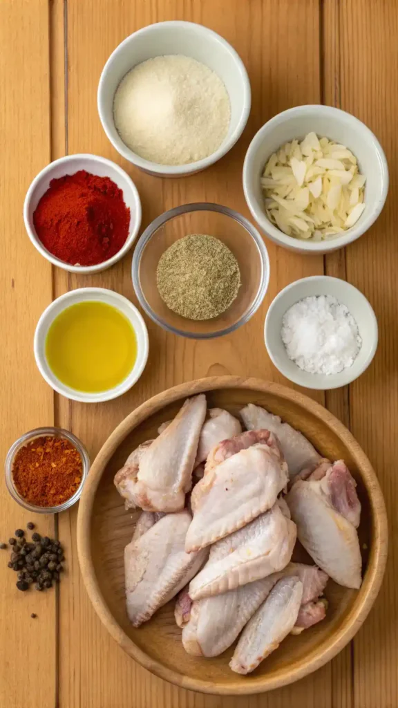 Ingredients for Crispy Baked Chicken Wings
