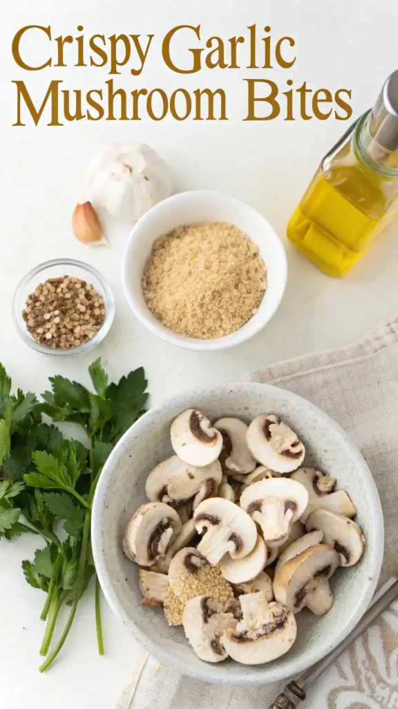 Ingredients for Crispy Garlic Mushroom Bites