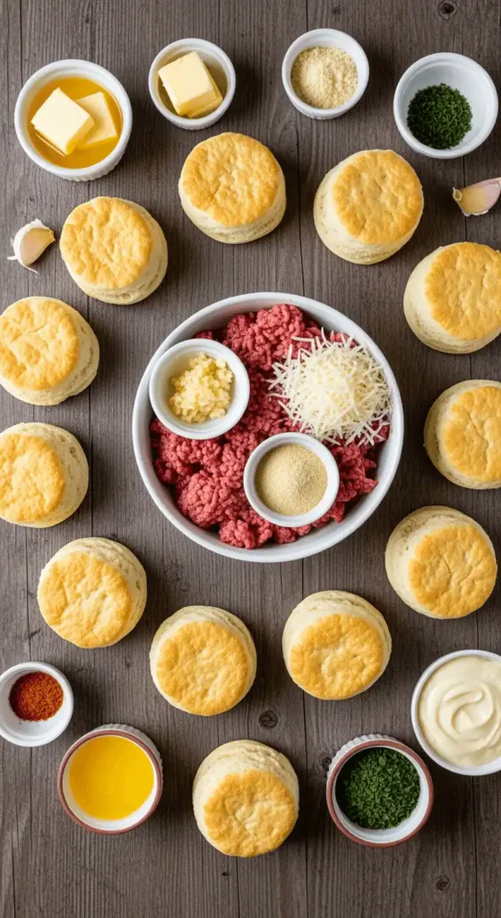 Ingredients for Garlic Parmesan Cheeseburger Bombs