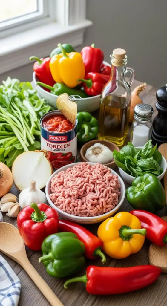 Ingredients for Italian Sausage and Pepper Casserole
