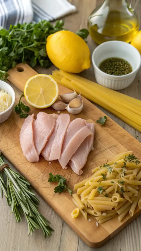 Ingredients for Lemon Chicken Pasta