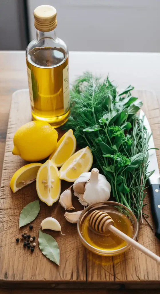 Ingredients for salmon marinade