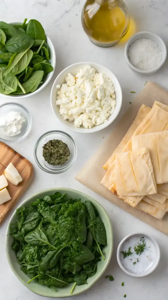 Ingredients for Spanakopita Pan Pittes