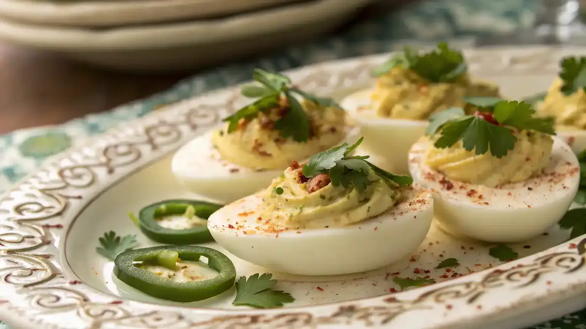 Delicious Jalapeño Popper Deviled Eggs.
