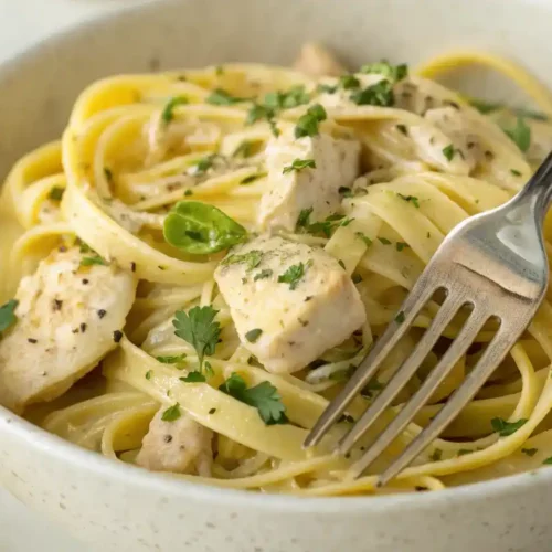 Close-up of Lemon Chicken Pasta