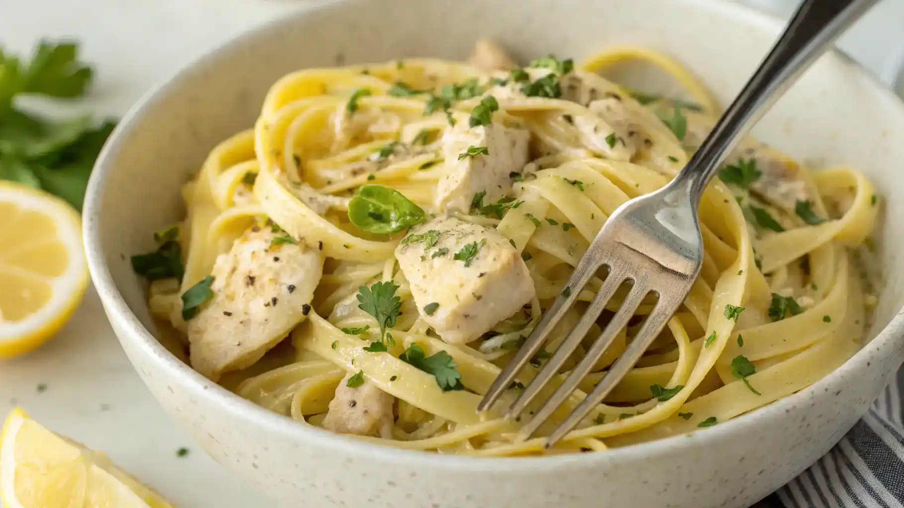 Close-up of Lemon Chicken Pasta