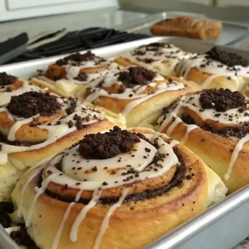 Freshly Baked Oreo-Stuffed Cinnamon Rolls