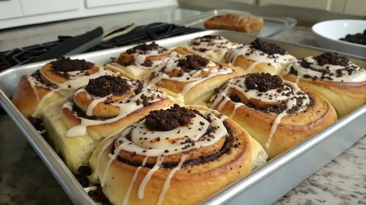 Freshly Baked Oreo-Stuffed Cinnamon Rolls
