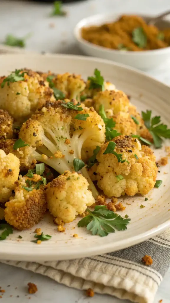 Plated Crispy Roasted Cauliflower