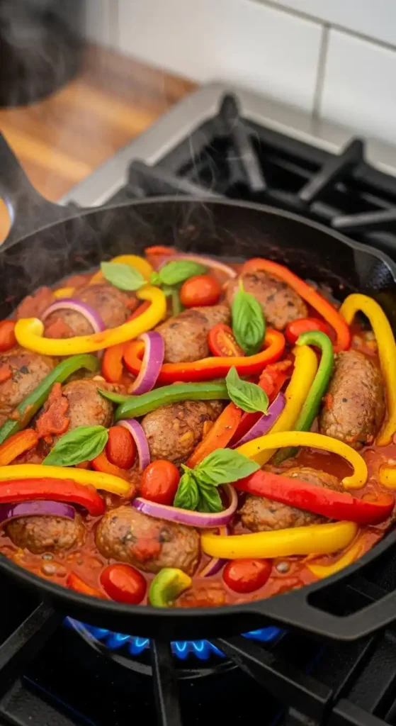 Italian Sausage and Pepper Casserole preparation