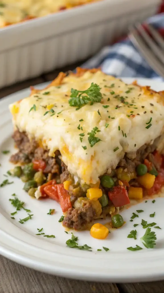 Slice of Cheesy Cheddar Shepherd’s Pie