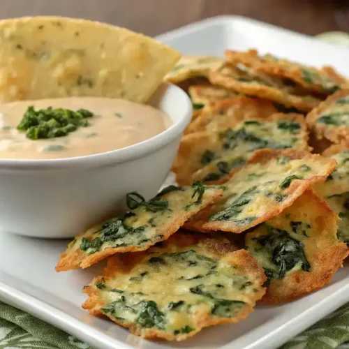 Delicious Spinach Dip Cheese Crisps