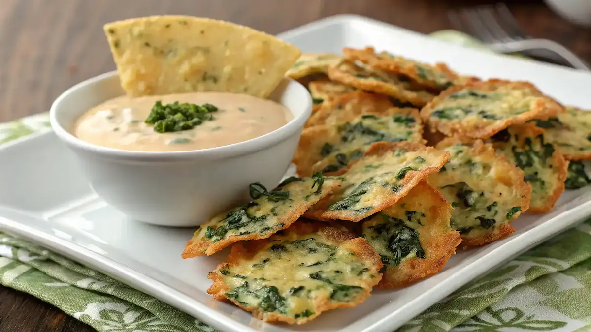 Delicious Spinach Dip Cheese Crisps