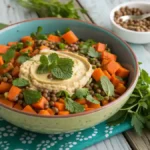 Carrot and Lentil Salad With Creamy Hummus