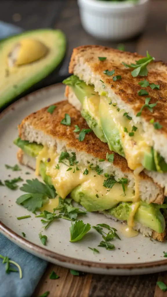 Close-up of Avocado Grilled Cheese Sandwich