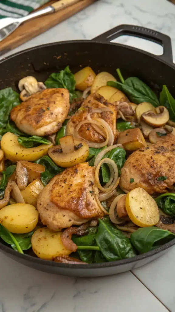 Cooking Smothered Chicken in a skillet