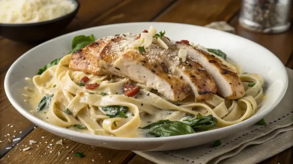 Creamy Olive Garden Chicken Pasta served in a bowl