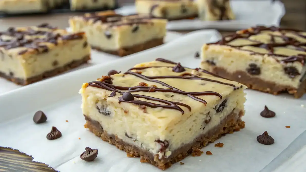 Chocolate Chip Cookie Dough Cheesecake Bars