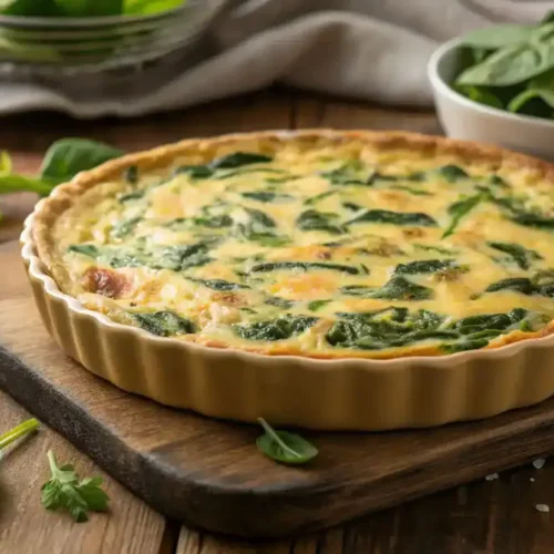 Crustless Spinach Quiche on a plate
