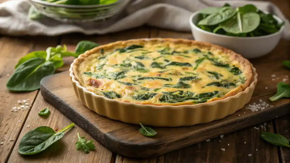 Crustless Spinach Quiche on a plate