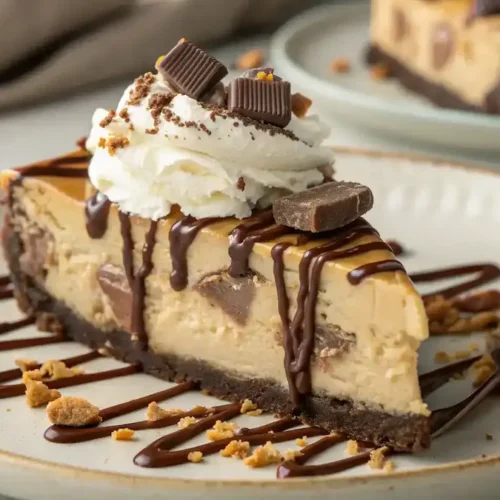 Finished Reese's Peanut Butter Cup Cheesecake