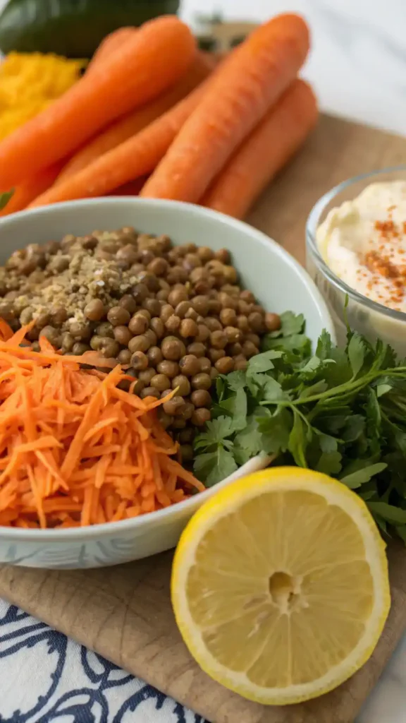 Ingredients for Carrot and Lentil Salad