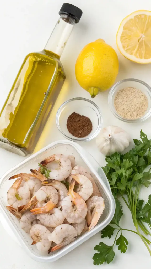Ingredients for Air Fryer Lemon Pepper Shrimp.