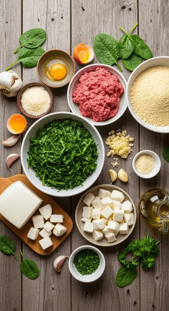 Ingredients for Spinach Garlic Meatballs