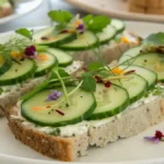 Herbed Cucumber Tea Sandwiches on a plate