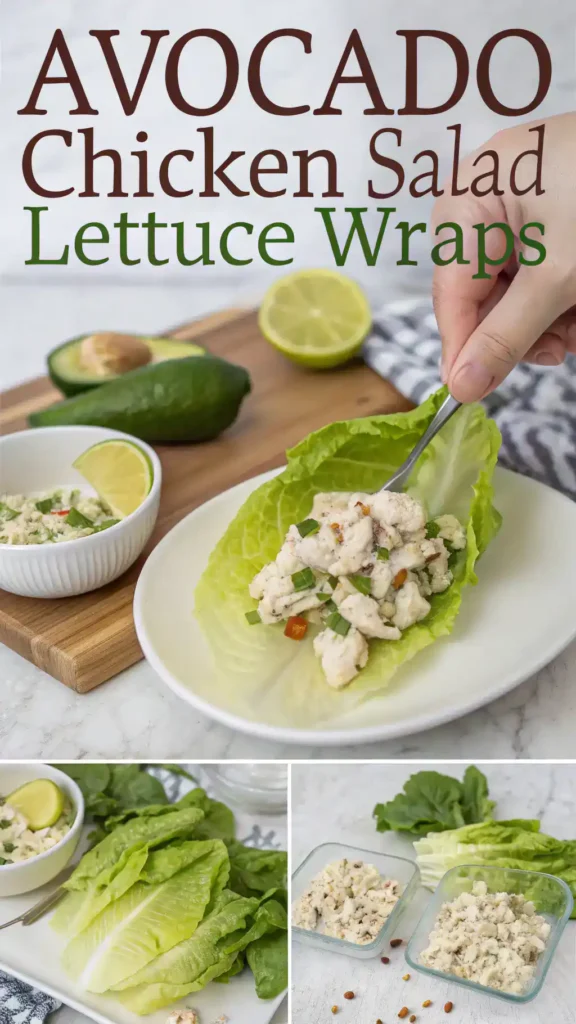 Preparation of Avocado Chicken Salad Lettuce Wraps