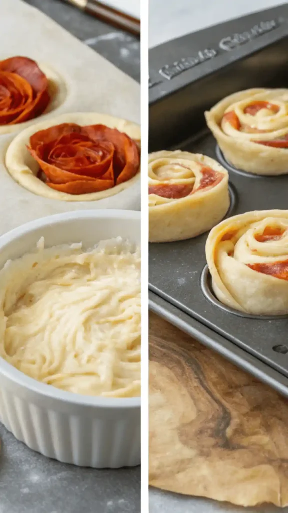 Making Cheesy Pepperoni Pizza Roses