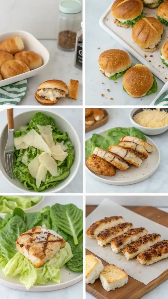 Making Chicken Parm Caesar Salad Sliders