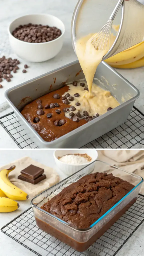 Mixing ingredients for Chocolate Banana Bread