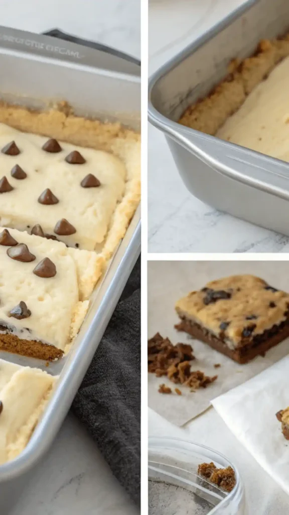 Making Chocolate Chip Cookie Dough Cheesecake Bars